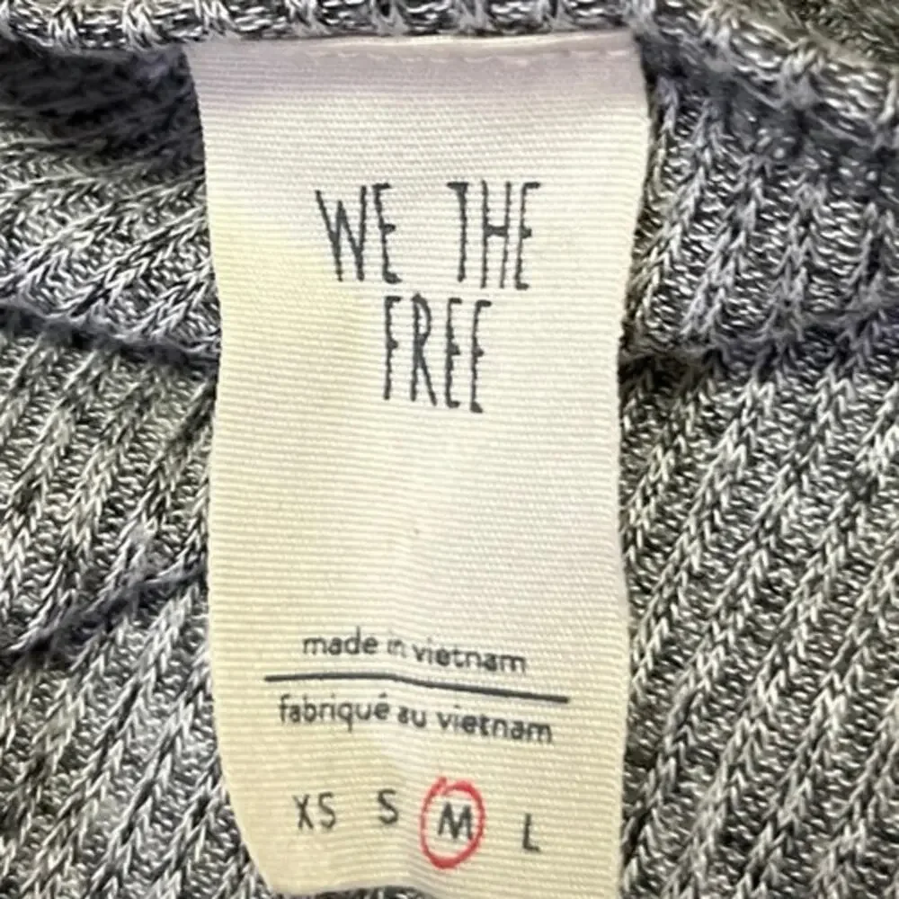 Free People We The Free Gray Long Sleeve Smocked Knit Cropped Sweater Top Size M
